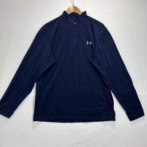 Under Armour Large Adult Sweatshirt 1/4 Zip‎ Blue  Golf Performance Mens